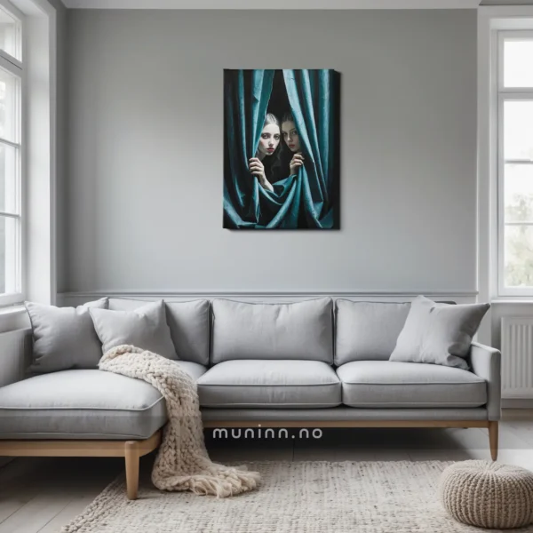 En mørk, surrealistisk komposisjon som understreker en atmosfære av mystikk.