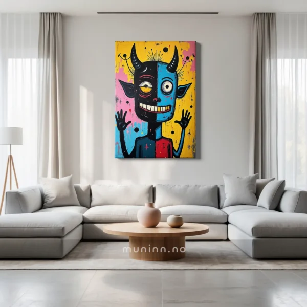 Ekspressivt kunstverk som viser harmoni mellom lys og skygge.