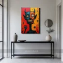 Moderne kunst som viser dualismen mellom lys og mørke i en demonisk form.