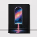En mystisk portal som leder til en fargerik galakse – digital kunst trykt på lerr