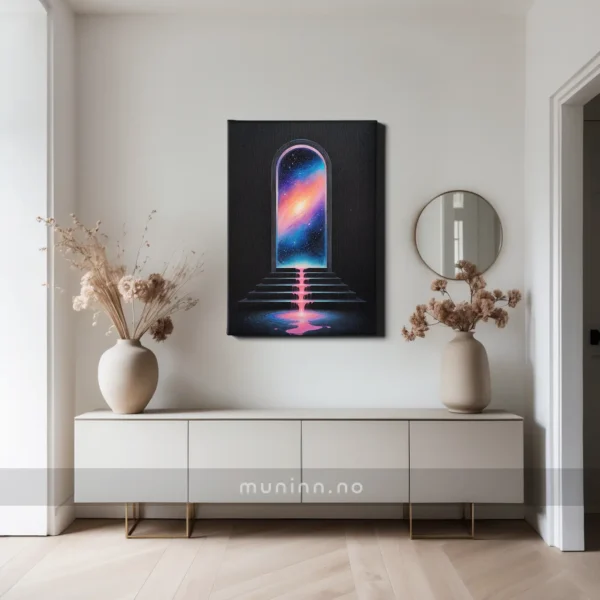 En kosmisk visjon av en inngang til en annen dimensjon – moderne kunst på lerret.